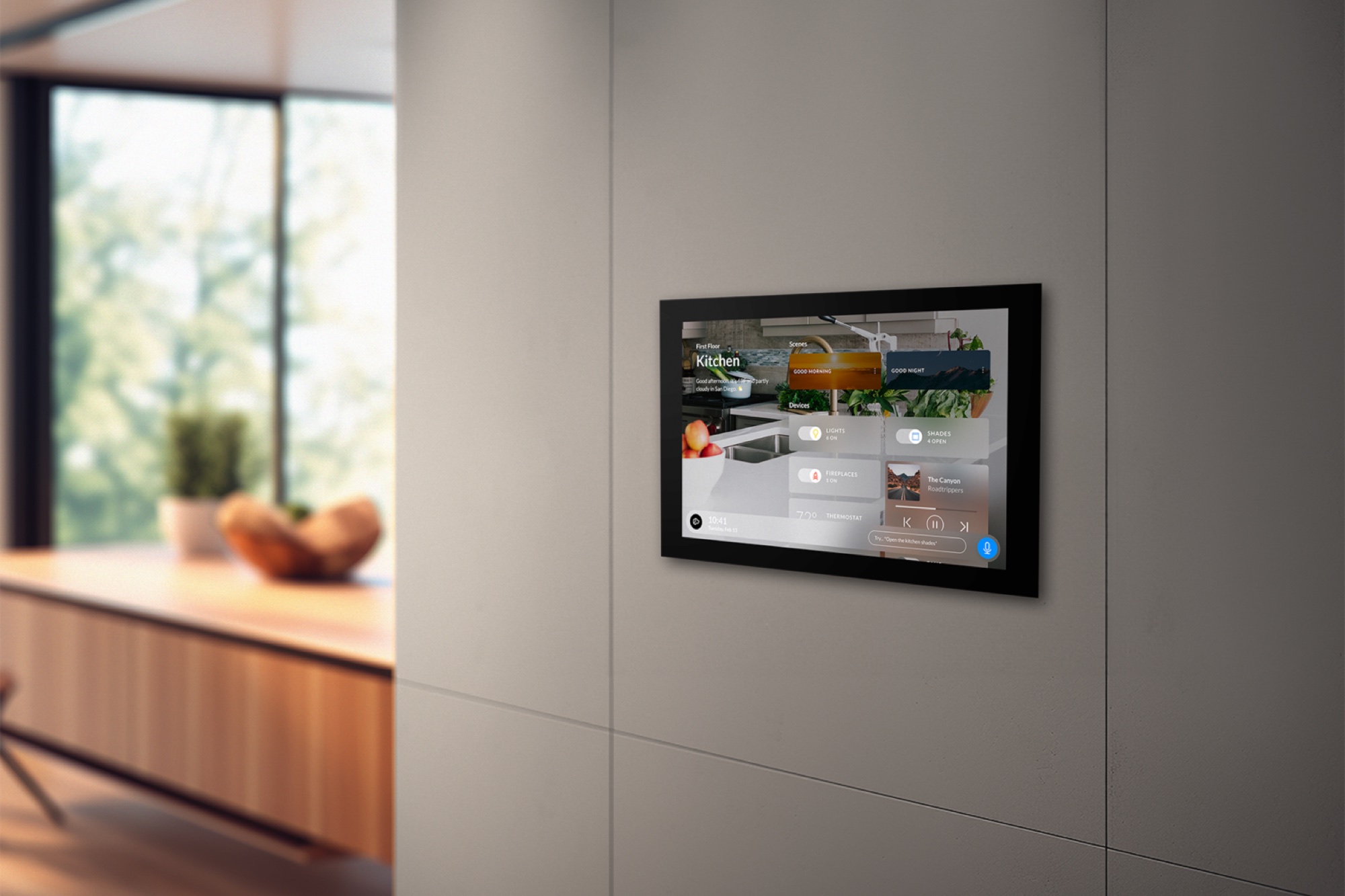 Josh.ai touchscreen on a wall